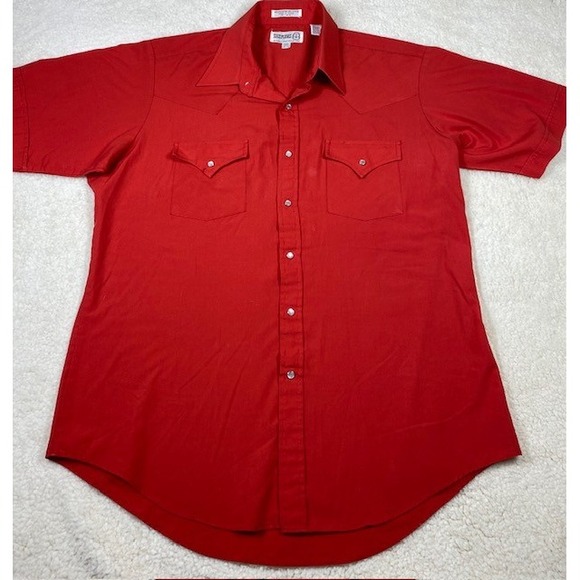 SHEPLERS Other - Sheplers Mens Red Short Sleeve Western Snap Button Shirt Size 16 1/2